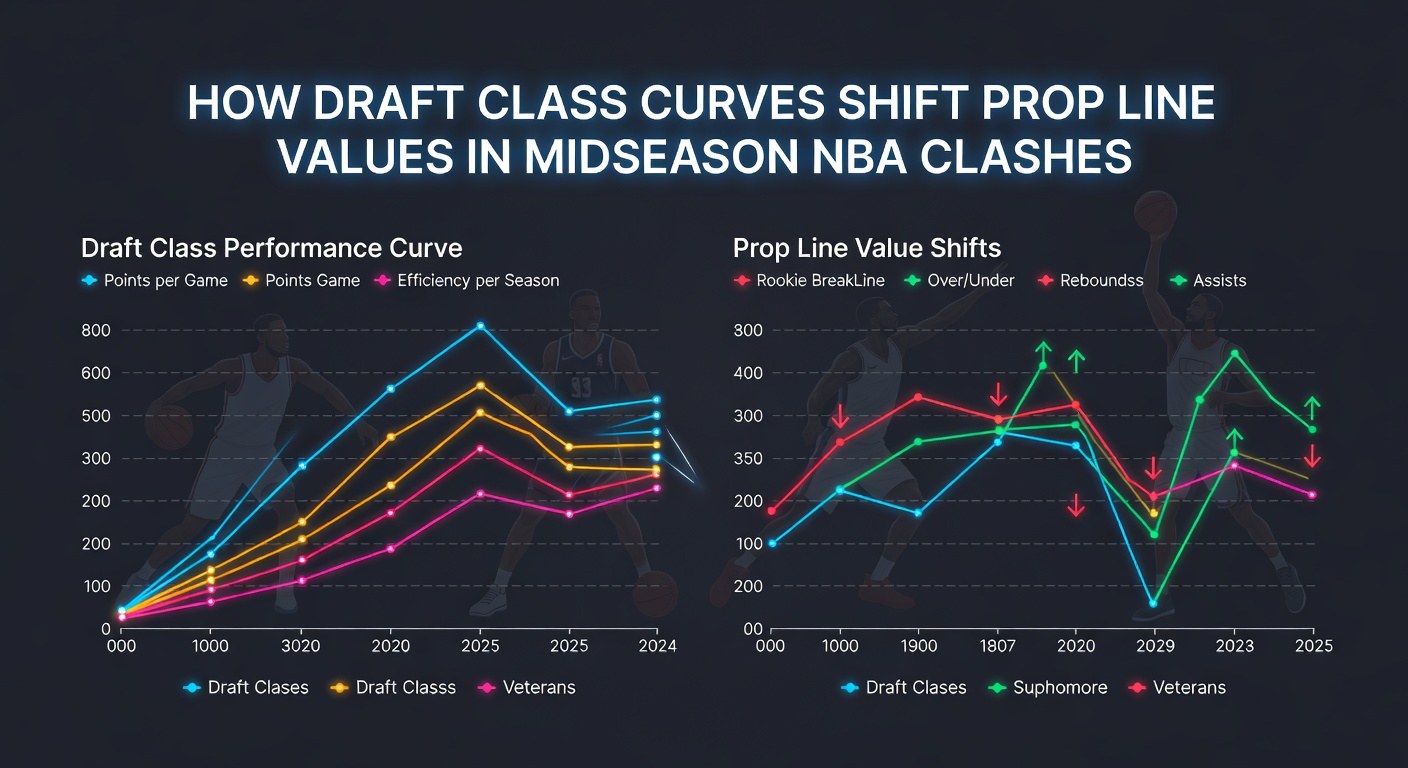 Chart displaying draft class statistical curves overlaid on NBA prop line adjustments during February games