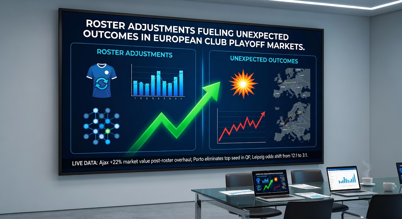 Coaches reviewing player data and making roster decisions for European playoff matches
